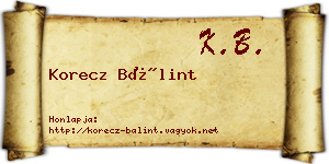 Korecz Bálint névjegykártya