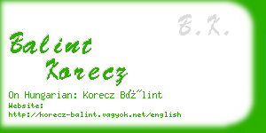 balint korecz business card